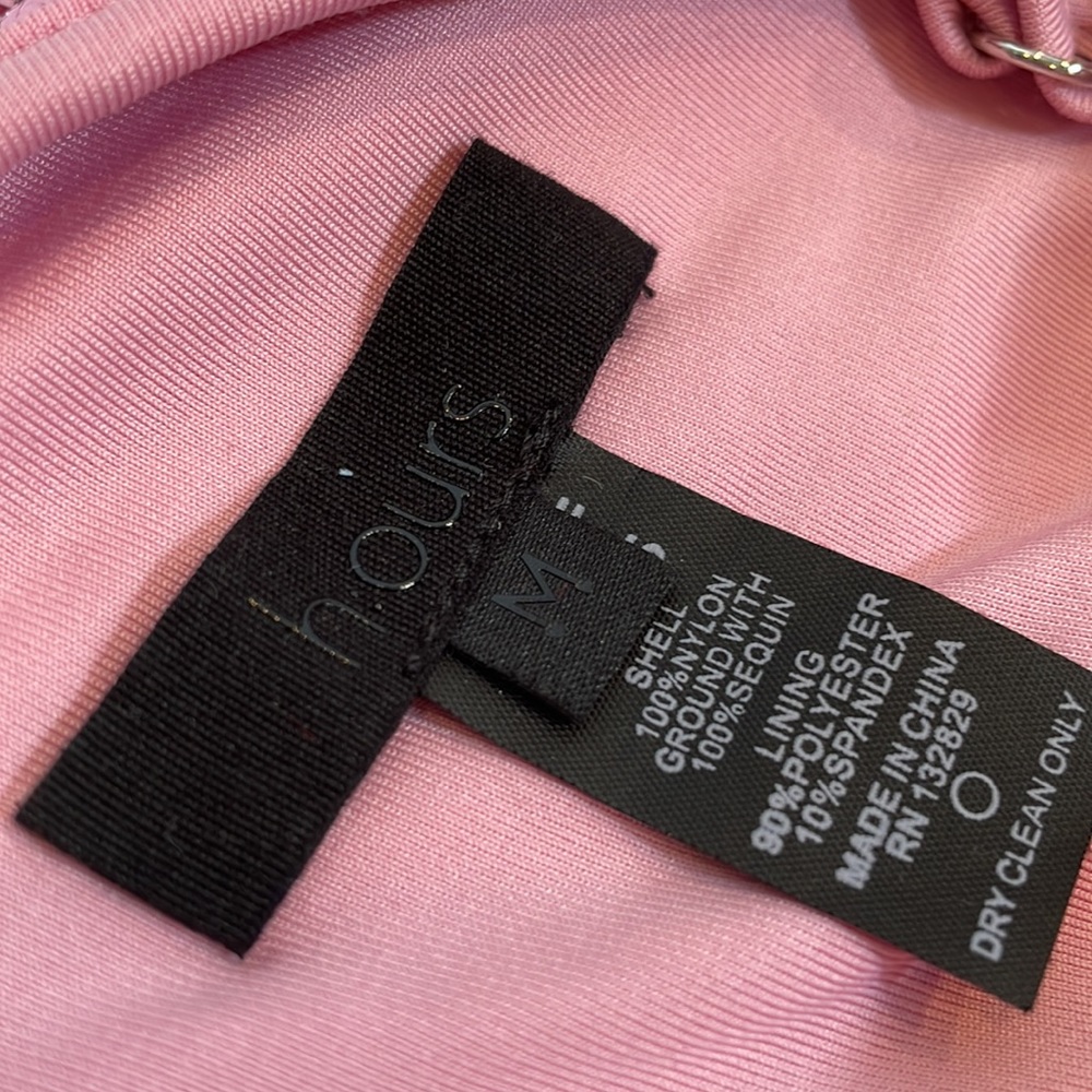 H:ours Amias Dress Size M NWT Pink Sequins Sparkle - Picture 13 of 16